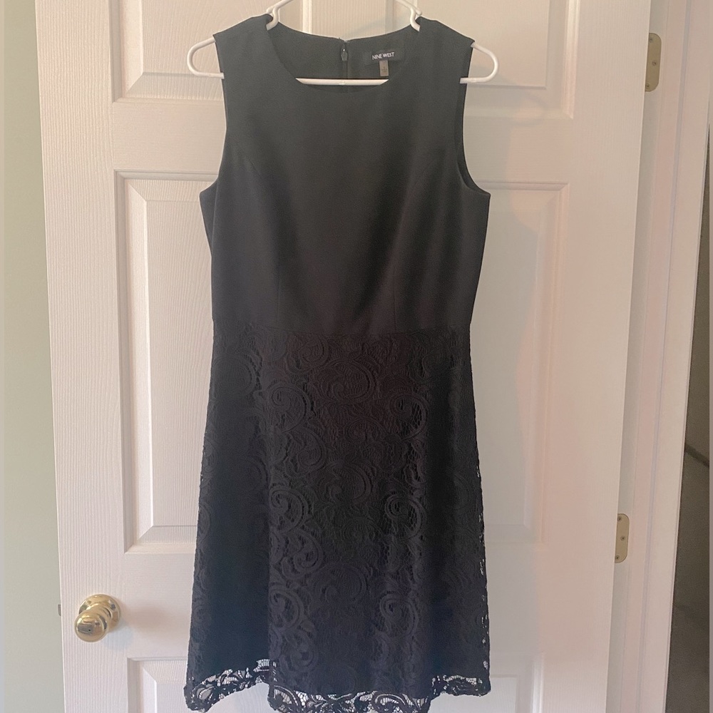 2/$25: Black Sleeveless Dress with Lace Skirt